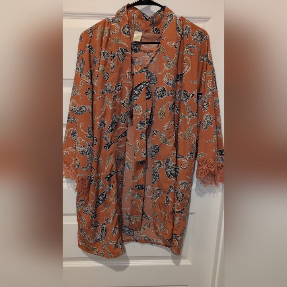 Paisley Kimono with Lace Trim